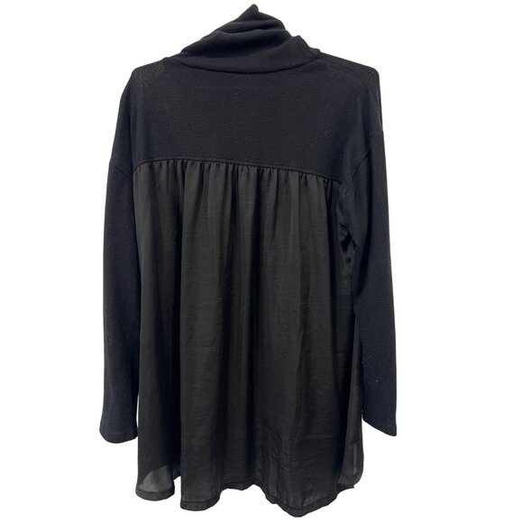 DG2 Diane Gilman Brushed Sweater Knit Drape Back Turtleneck Top Size Large Black - Picture 3 of 8
